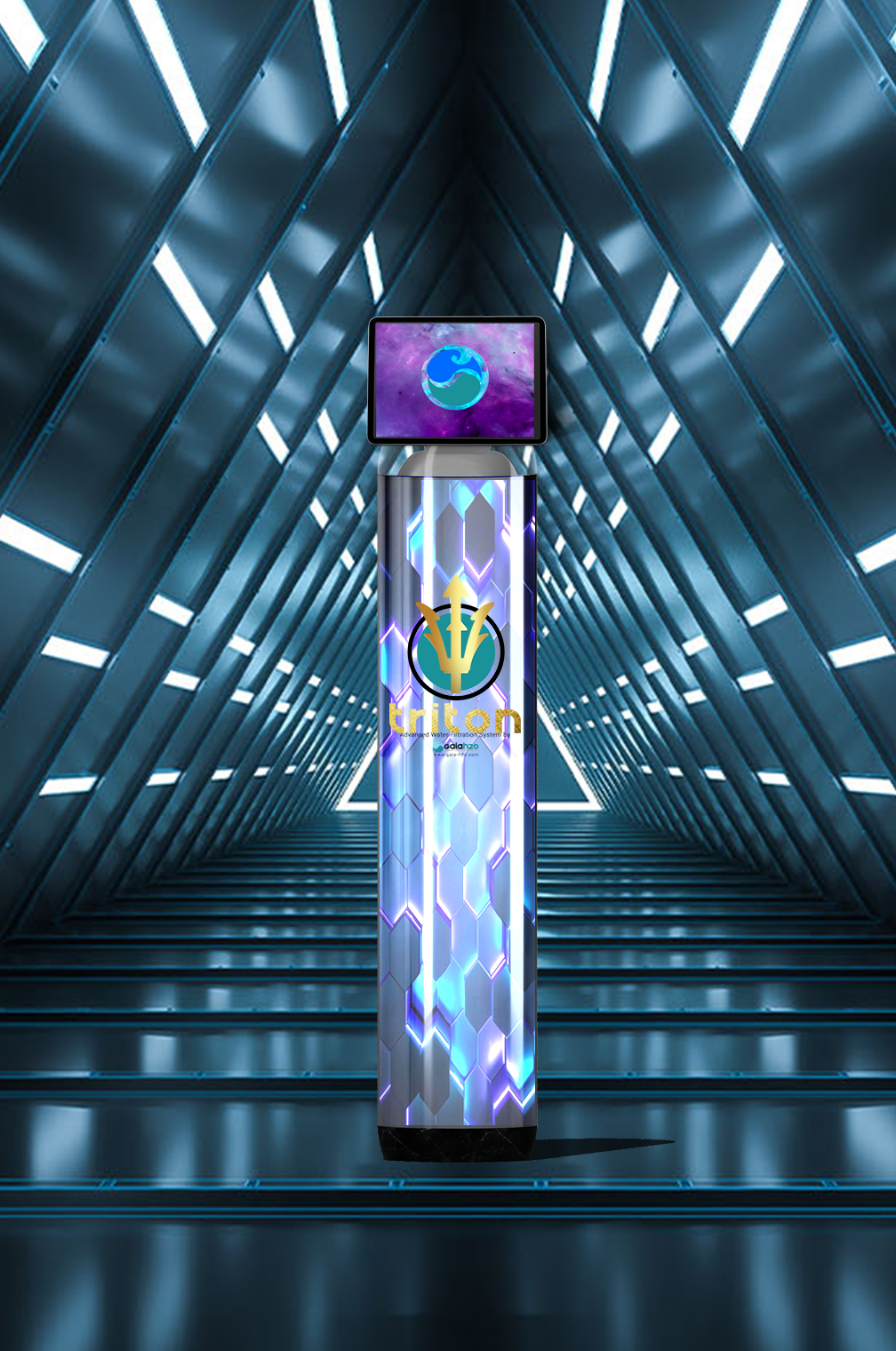 Triton aurora series tower in futuristic corridor